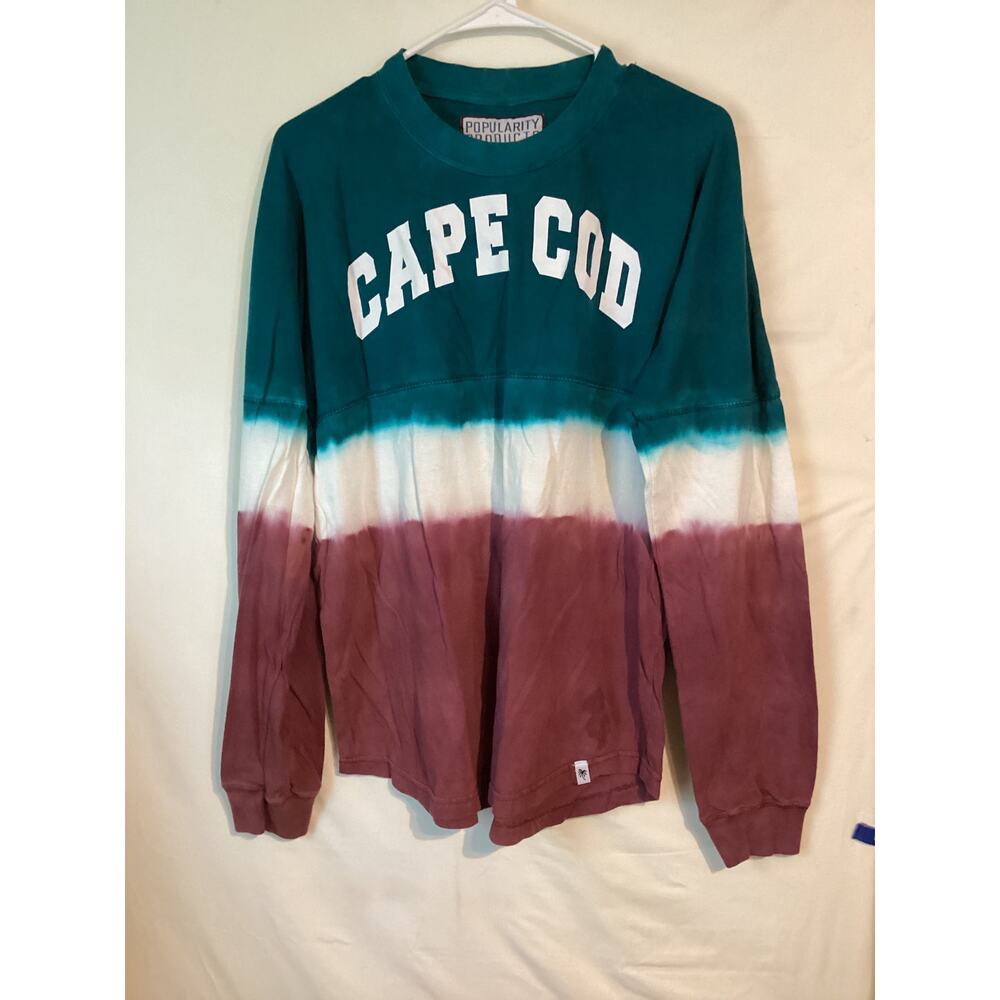 4588 Popularity Products Long Sleeve Tie Dye Green White Maroon Shirt Medium